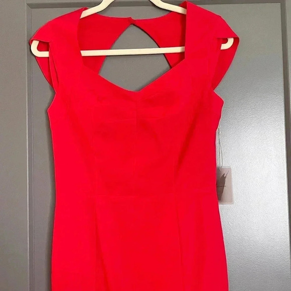 Forever 21 Womens Stretch V-Neck Cap Sleeve Sheath Dress Red Small NWT - Picture 2 of 11
